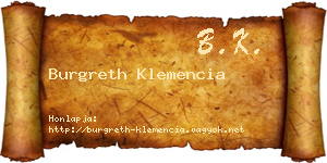 Burgreth Klemencia névjegykártya